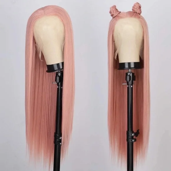 26” PINK 13x4 Long Straight Lace Front Wig NEW